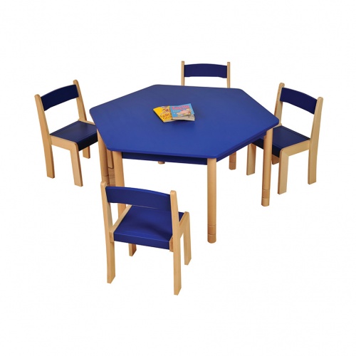 Height Adjustable Coloured Hexagon Tables